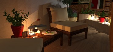 Aranżacje- balkon z lustrem.
